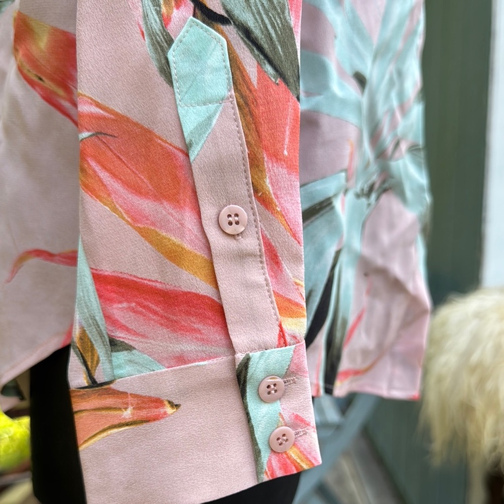 NWT Pure Collection Silk floral Long Sleeve Button Down Shirt - Picture 4 of 16